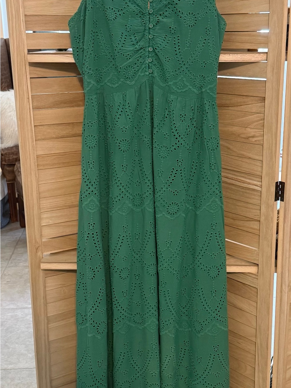 Sundance Green Eyelet Embroidered Maxi Dress – Fits XS/S
